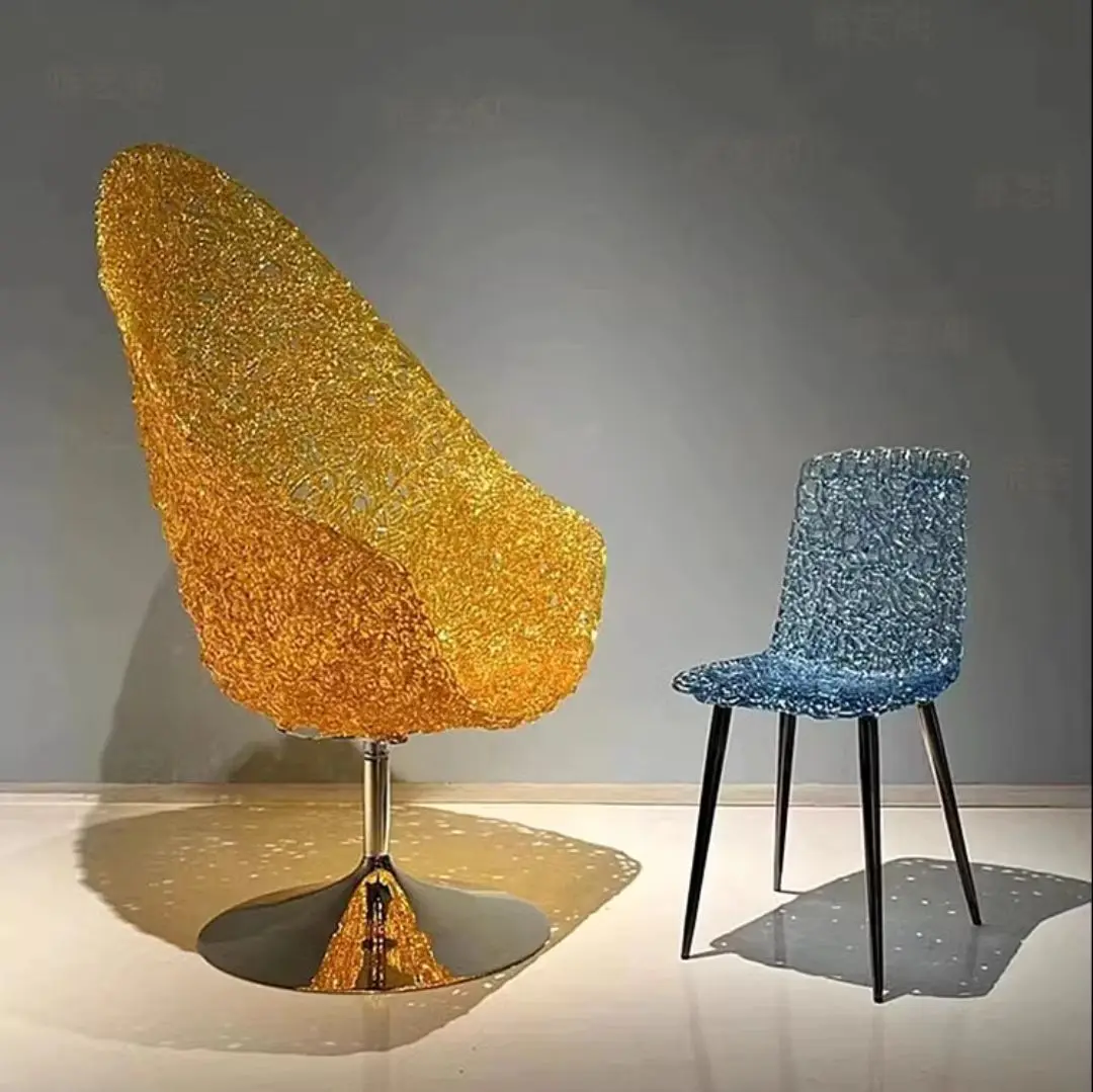 Polycarbonate Queen chair can be rotated and adjusted villa living room bedroom designer art crystal fashion single lounge chair