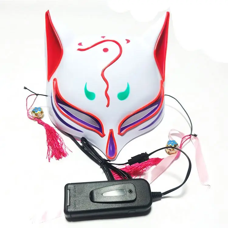 Wholesale Decoration Halloween Mask Light Up Sabito Tanjirou Makomo Demon Slayer Fox Cat Mask Led Party Mask Comic Cosplay