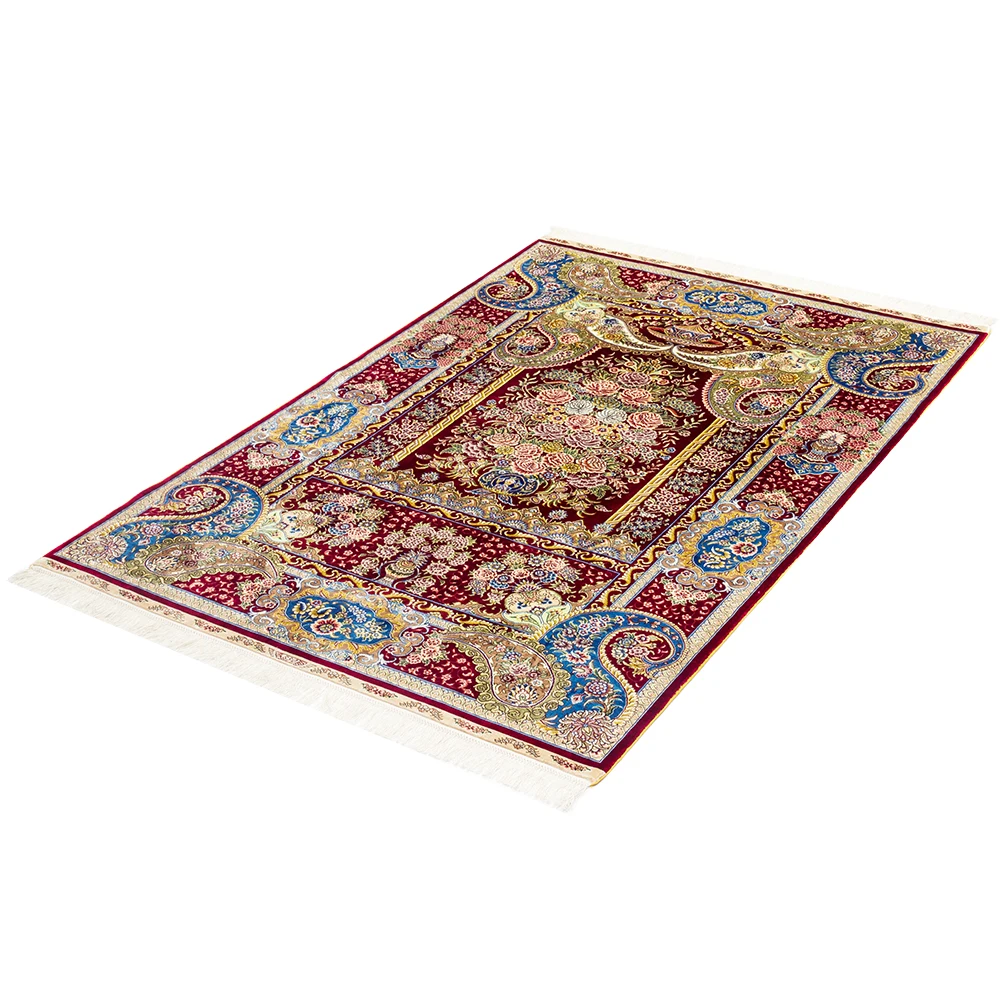 Yuxiang 4X6 ft Beautiful Floral Handmade Persian Red Carpet for Living Room