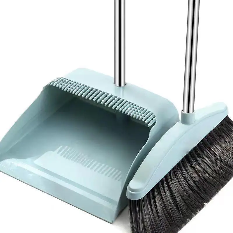 New Sweeping Broom Set Wholesale Household Soft Broom Plastic Stainless Steel Broom Long Scraping Dustpan Combination.