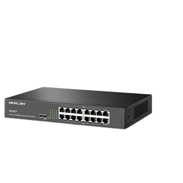 ForMercury MS16CP 100M 16 port poe switch 2 RJ45 ports network switches battery powered support ethernet hub