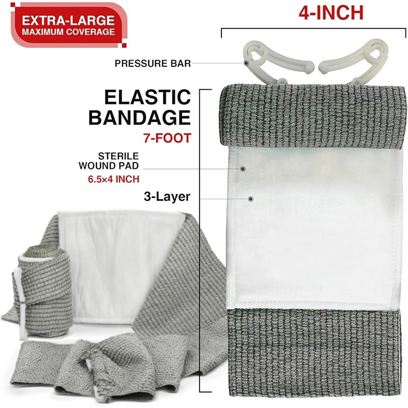 Trauma Wound Dressing Medical Compression Israeli Emergency Hemostatic Bandage 4 Inch