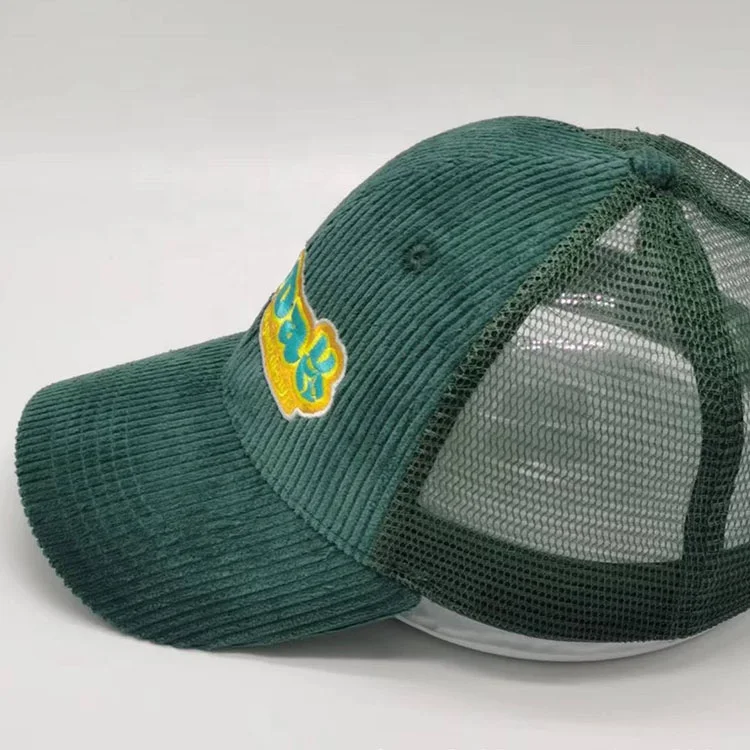 Custom Bulk 6 Panel Embroidery Men Sports Solid Color Baseball Mesh Cap Gorras Corduroy Trucker Hat