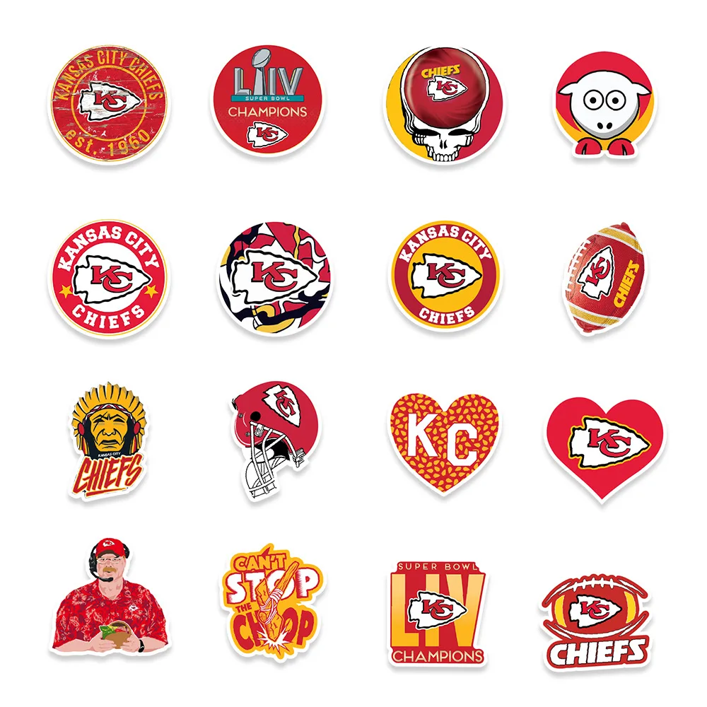 50 Pcs Kansas City Chiefs Football Graffiti Stickers Car Trunk Mobile Phone Water Cup Decoration Stickers Wholesale