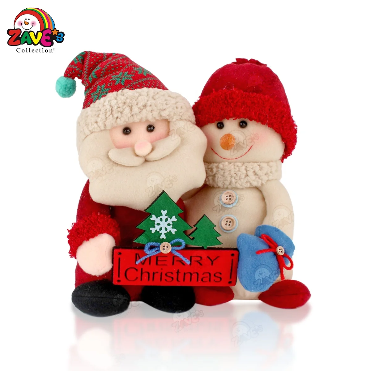 Zaves Hug Snowman Santa Desktop Decoration with Sign Pine Snowflake Winter Indoor Plush Holiday Supplies christmas