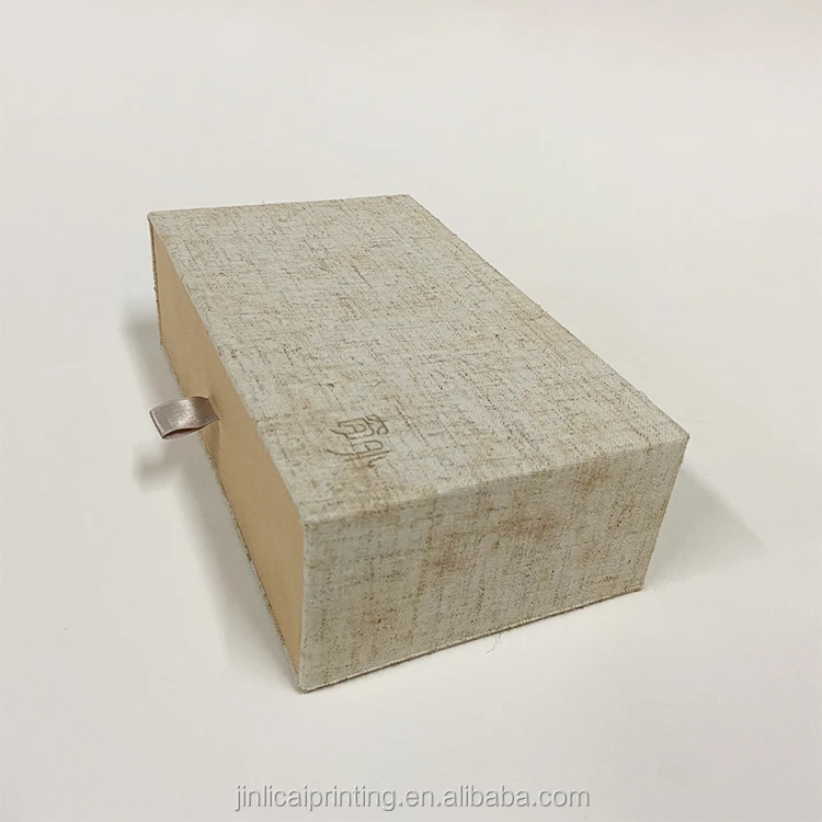 Custom cardboard paper packaging fabric cover gift luxury box with drawer