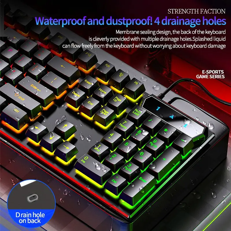 V4 cheap Colorful Rainbow Backlight Ergonomic Usb Wire Tablet Pc Computer Waterproof Rgb Mechanical Feel Gaming Keyboard Gamer