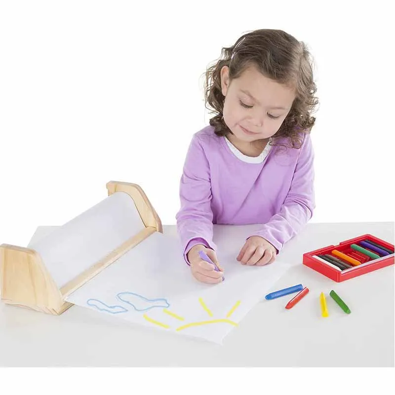 Wooden Tabletop Paper Roll Dispenser With White Bond Paper