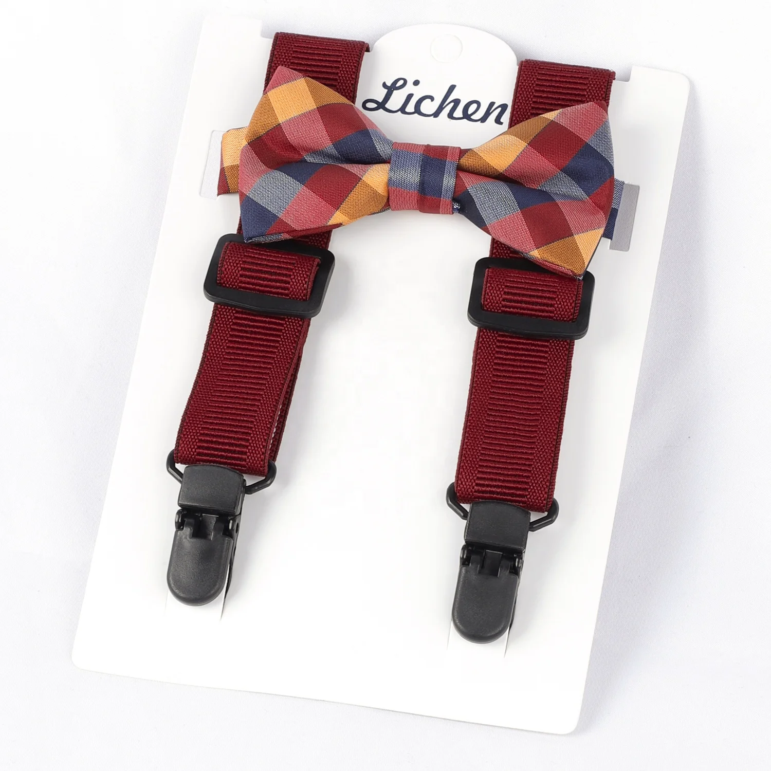 Suspenders Straps Bow Tie Set Adjustable Elastic Y Back Style Suspenders with Metal Clips and Bowtie