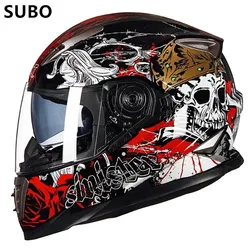 SUBO Cool design skull viking graffito style ABS material cycling light motocross motorcycle helmet