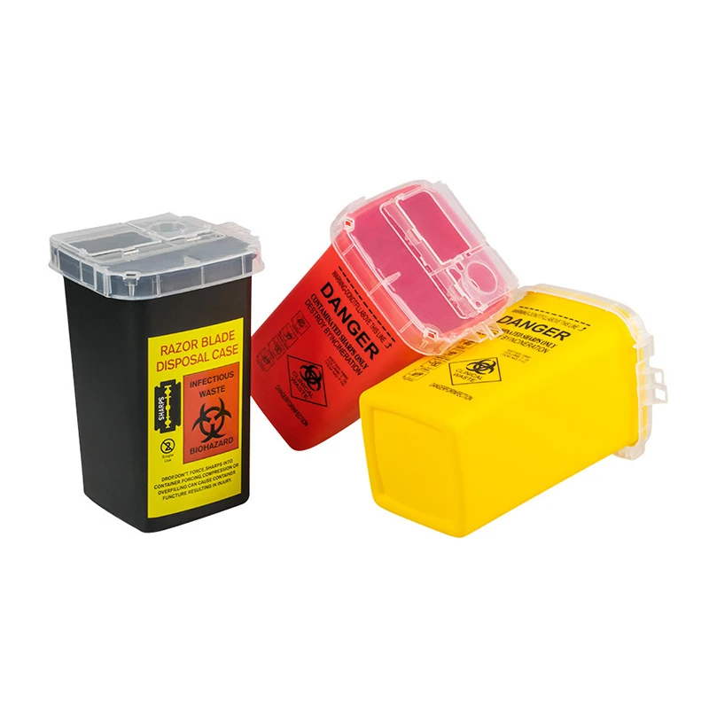 Portable Beauty Salon Tattoo Syringes Needles Sharps Disposal Medical Biohazard Dangerous Goods Collection Box