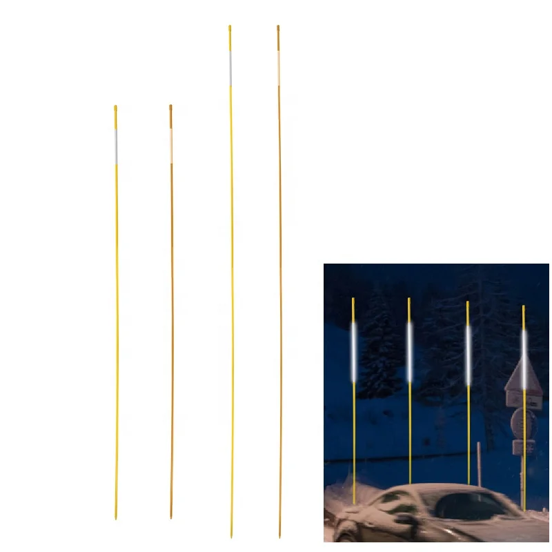 Highly Visible and Practical Driveway Markers Reflective Tape Snow Stakes Poles for Season at Night