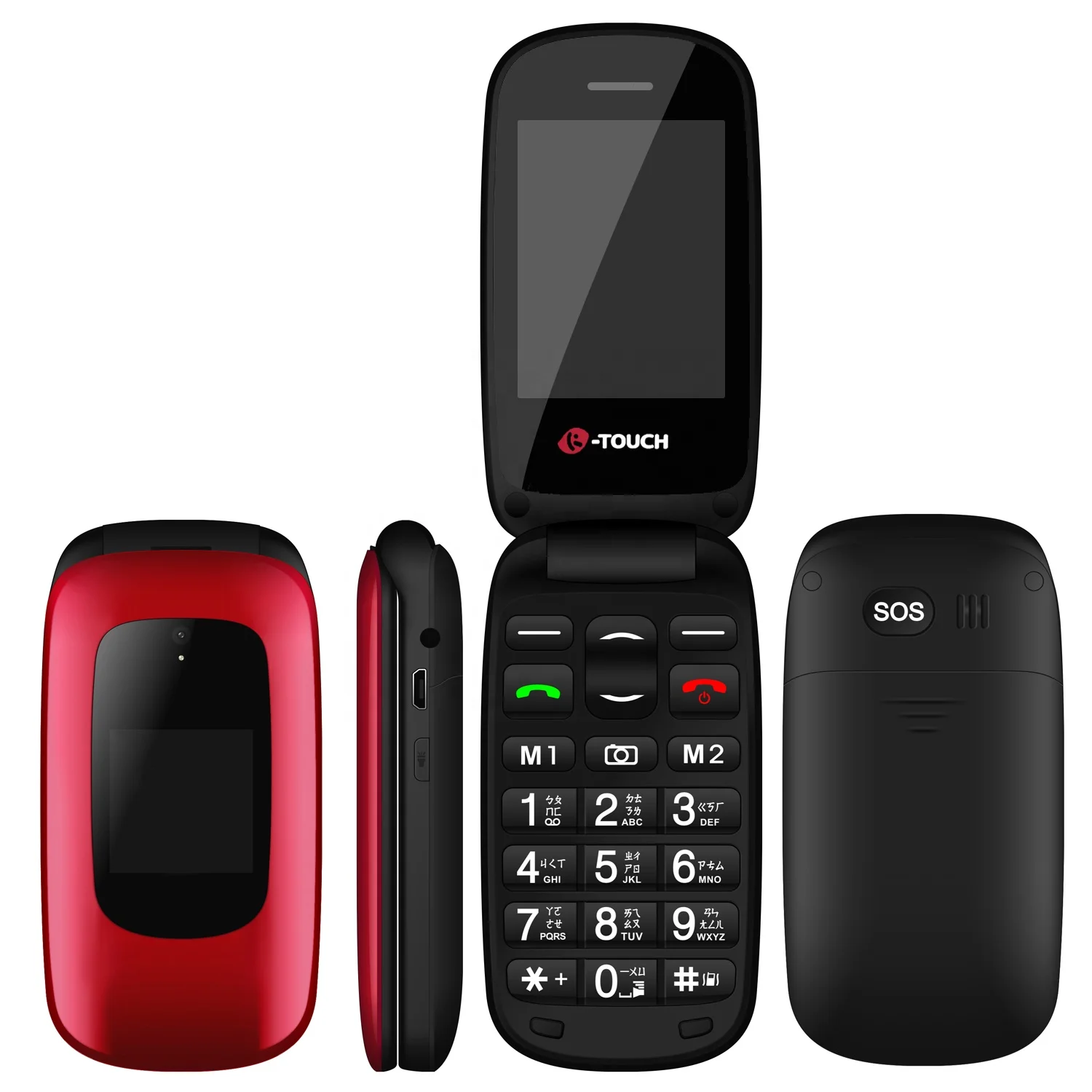 
 Раскладной мобильный телефон для пожилых людей, 3G, 2,4 дюйма, двойной ЖК-дисплей  