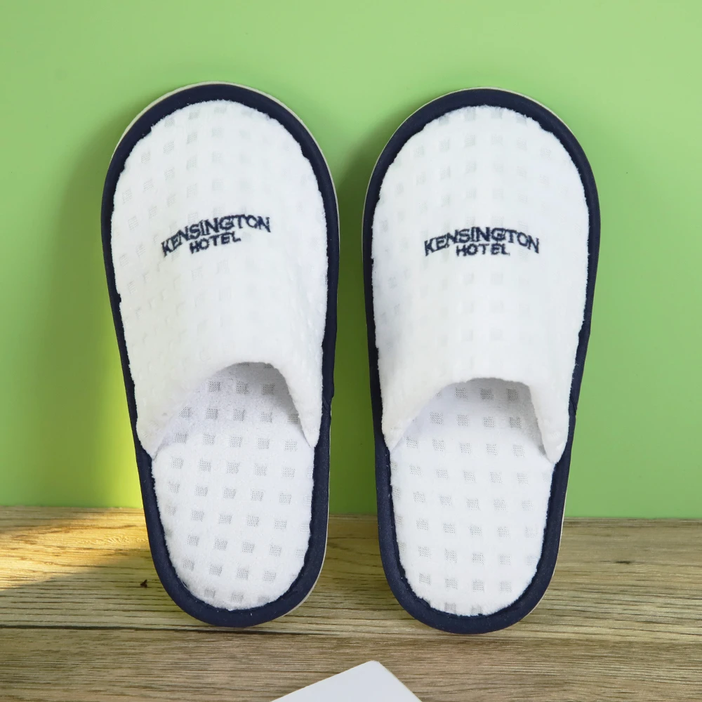 Waffle Weave Hotel Disposable Slippers EVA and Slipper Men Women Shoes Summer Sandals Cheap Winter Slippers Custom Logo White
