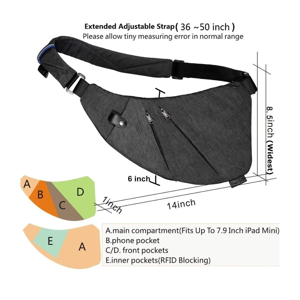 
Sling Bag Shoulder Chest Crossbody Bags Lightweight Casual Outdoor Sport Travel Hiking Multipurpose Anti Theft Sling Pure 