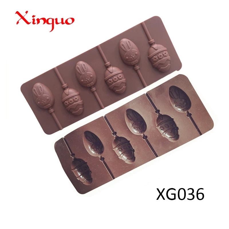 917 6 cavity Easter egg rabbit shape silicone mold for lollipops lollipop candy mold diy hand make bpa free resin silicone