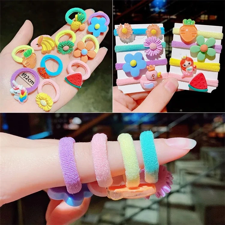 2022 Fashion 10pcs High elastic headband small rubber band 9 colors hair ties set for kids