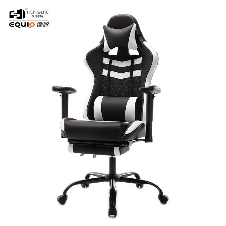 E-commercial Office Swivel 180 Degree Reclining Gaming Chair witn footrest