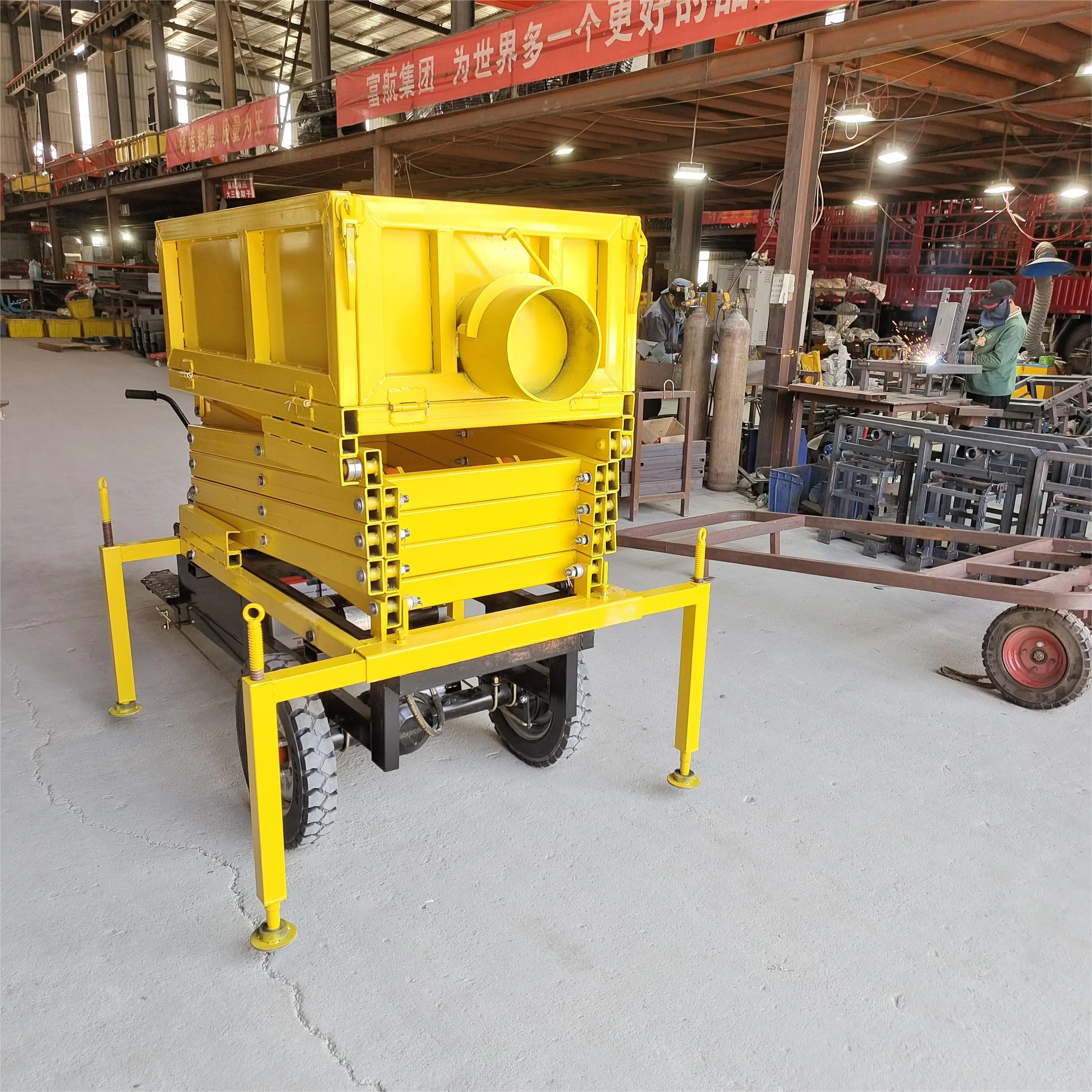 FUHANG  three-door Hydraulic lift Engineering tricycle High 6 M Hydraulic Shear Fork Aerial Lifter Mobile Work Platforms