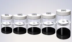 Empty Cosmetic Packing 120 ml Wide-Mouth Bottle With White Black Cap PET 120 G Transparent Cream Jar