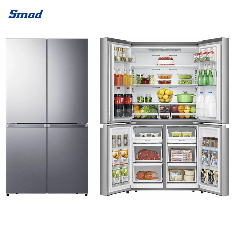 Smad Stainless Steel Household Cross 4 Door Side By Side Refrigerator