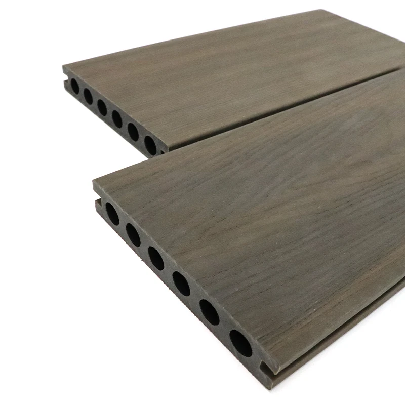 Exterior patio terrace wood look Co-extrusion water resistant hollow brushed capped wpc board decking