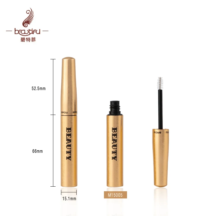 Brush aluminum gold makeup combo with 6ml mascara tube+dual head mascara bottles+5ml eyebrow dye container+3ml nail polish pen