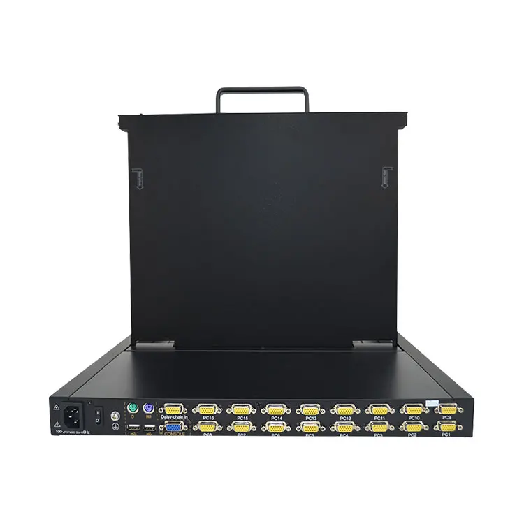 Top quality 17-19 Inch 8 16 port gigabit poe fiber optic switch lcd kvm console kvm switches