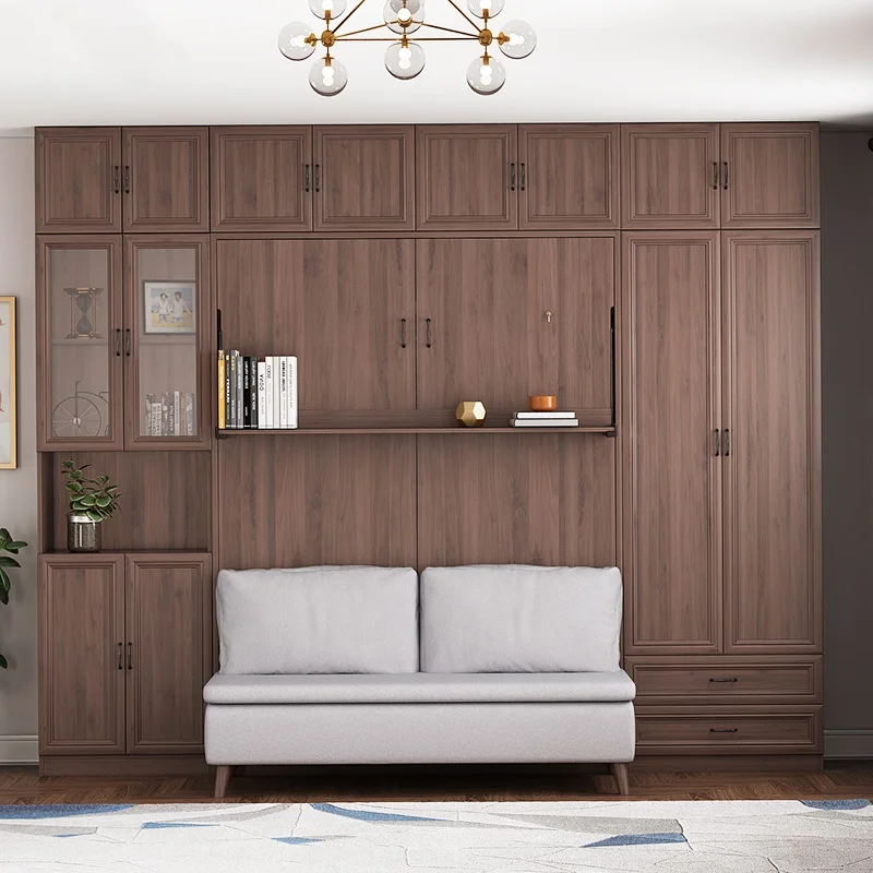 vertical invisible folding customized murphy bed home use multifunctional automatic easy installation wall mounted bed with sofa