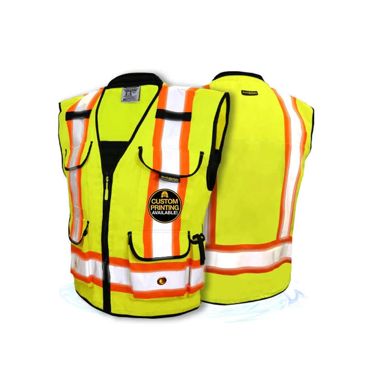Custom 100% Polyester Lime Green Reflective Safety Vest ANSI CLASS 2 High Visibility Mesh Safety Vest