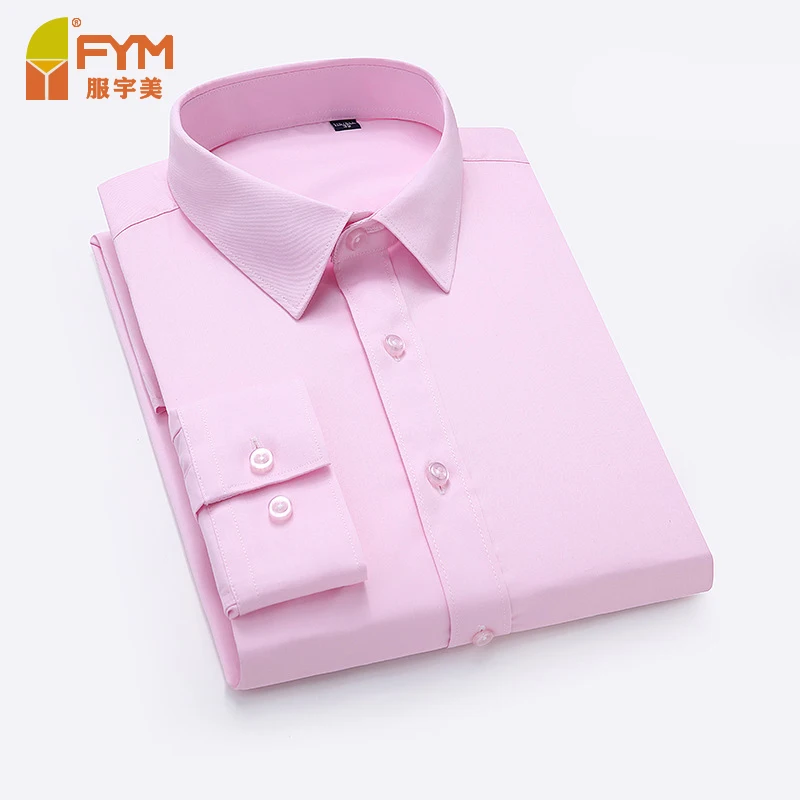 Customize Long Sleeve Chemises Hommes Spandex Polyester Casual Camisa Hombre Solid Shirt Mens Bamboo Fiber Breathable Shirts