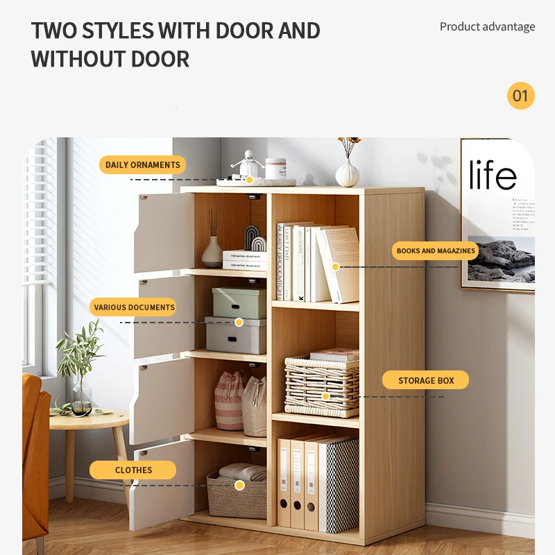 New Design House Wood Bookshelf Display Cabinet Table Folding Bookcase