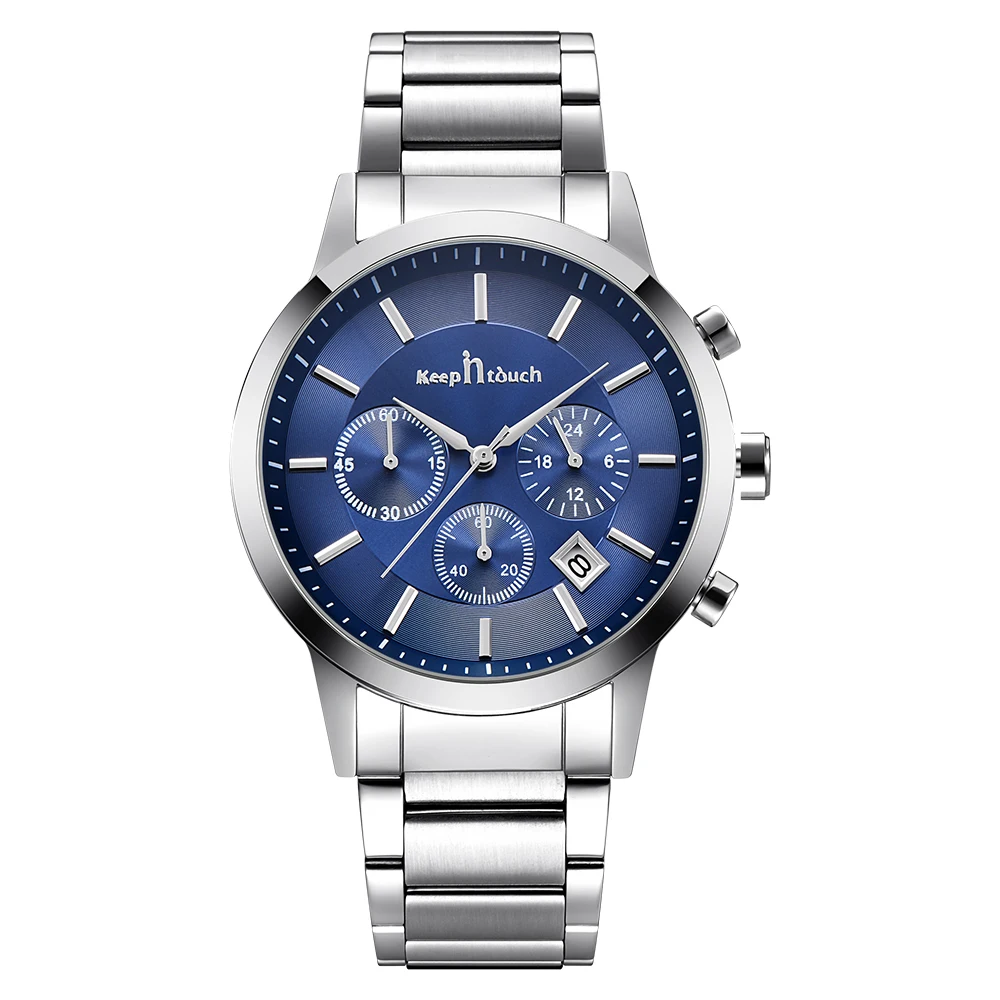 Hot sale mens luxury steel watch back fashion chronograph watches