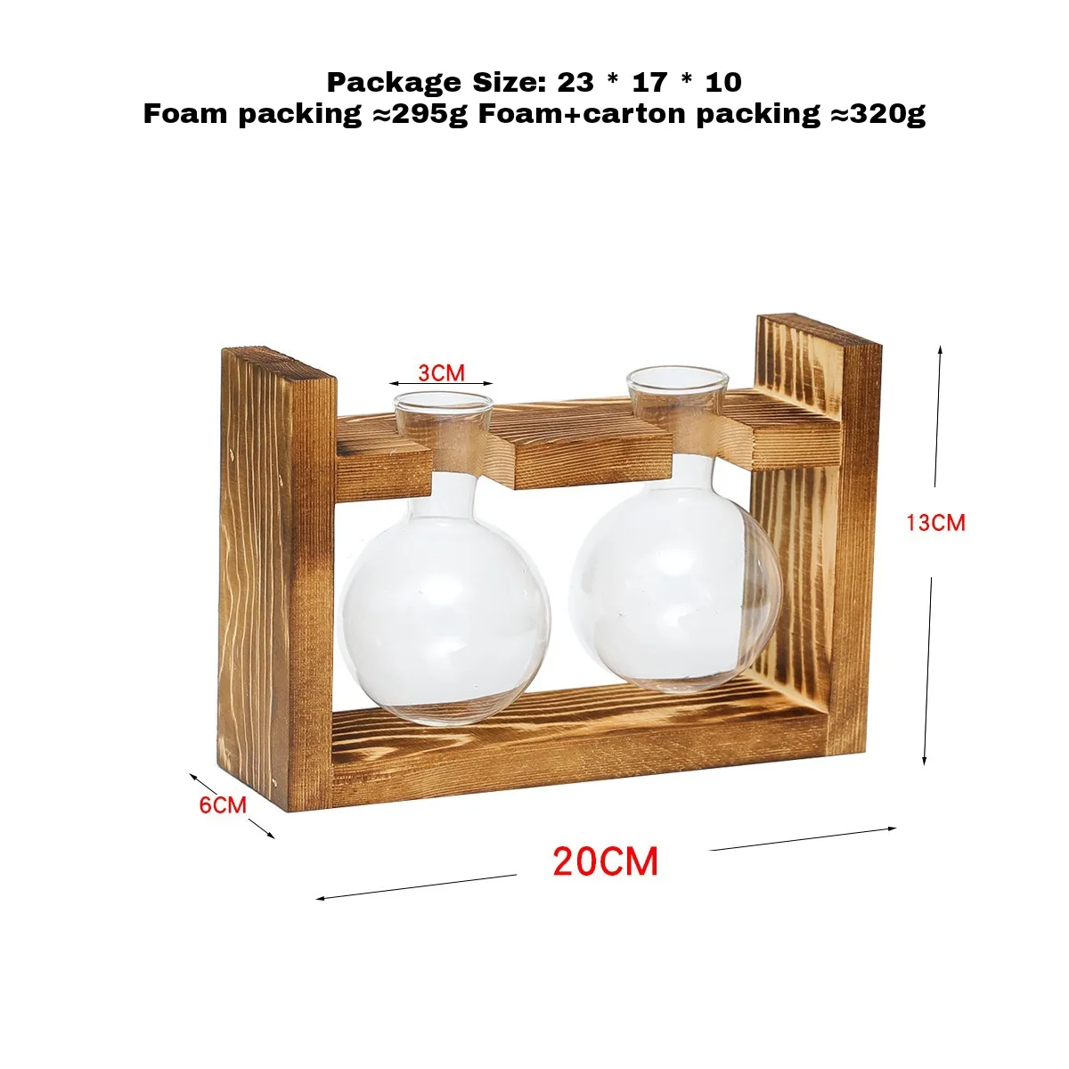 Vintage Two Bulbs Vintage Home Decor Gift Ornaments Frame Hydroponic Flower Vase Glass & Crystal Vases Living Room Table Wooden