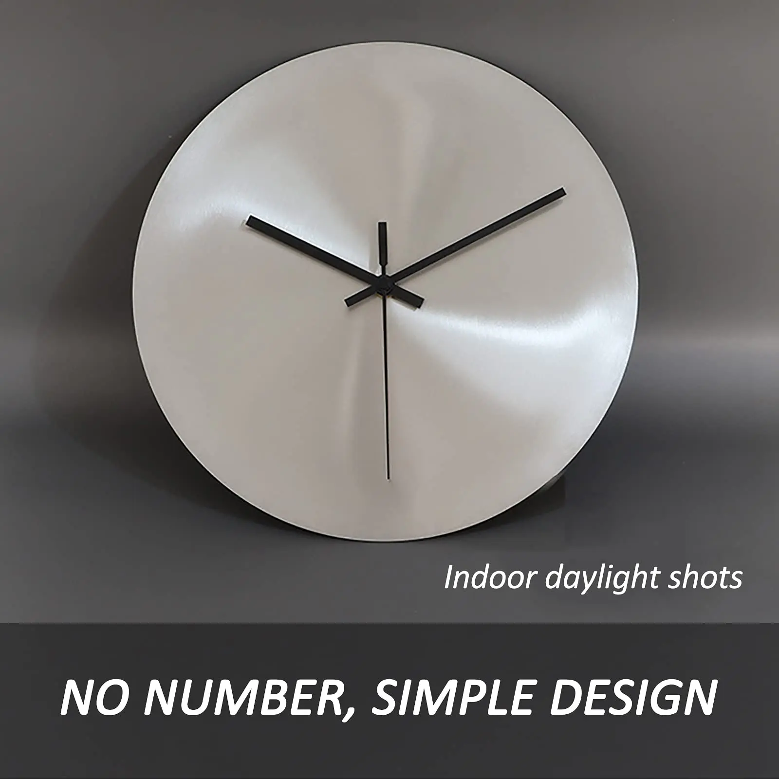 Home Source  Stainless Steel Dial Silver Decor Wall Clock  Silent Movement Battery Operated Wall Hanging Clock Metal  clock