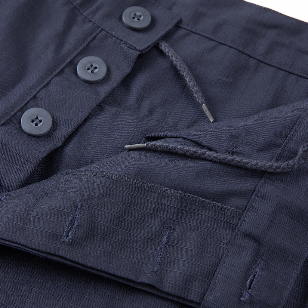 Navy Blue ACU Tactical Combat Training Uniform Set Jacket and Pants 230g/m² TC 65/35 Ripstop Fabric for Outdoor Use