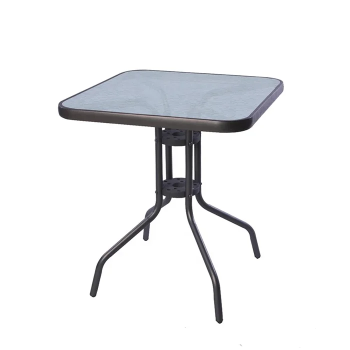 Wholesale Full Metal Frame Bistro Bar Table with Tempered Glass