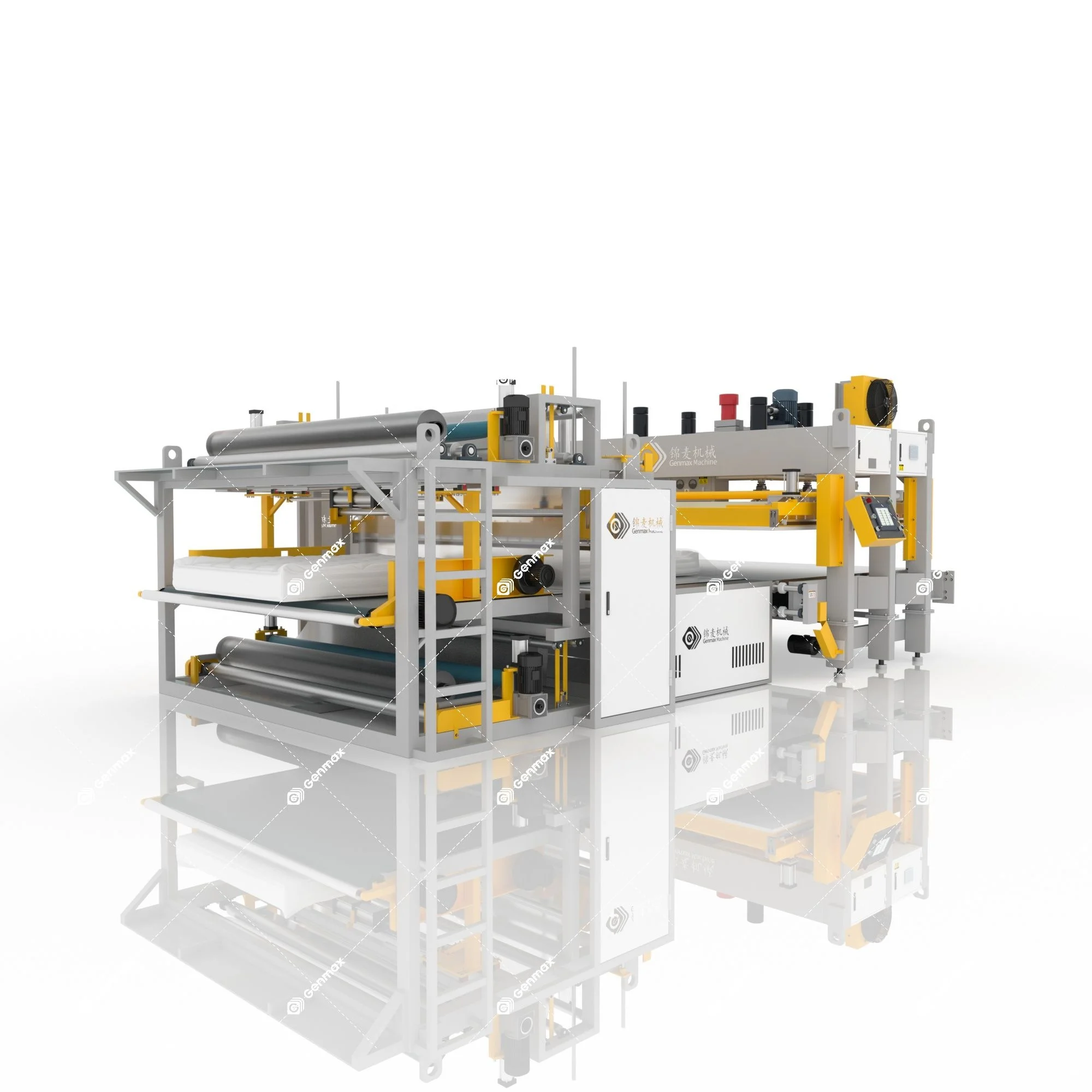 Genmax Automatic Compression and Heating Sealing PE Film PVC Film Packing Machine Line Foam Spring Latex Mattress Packing FACP