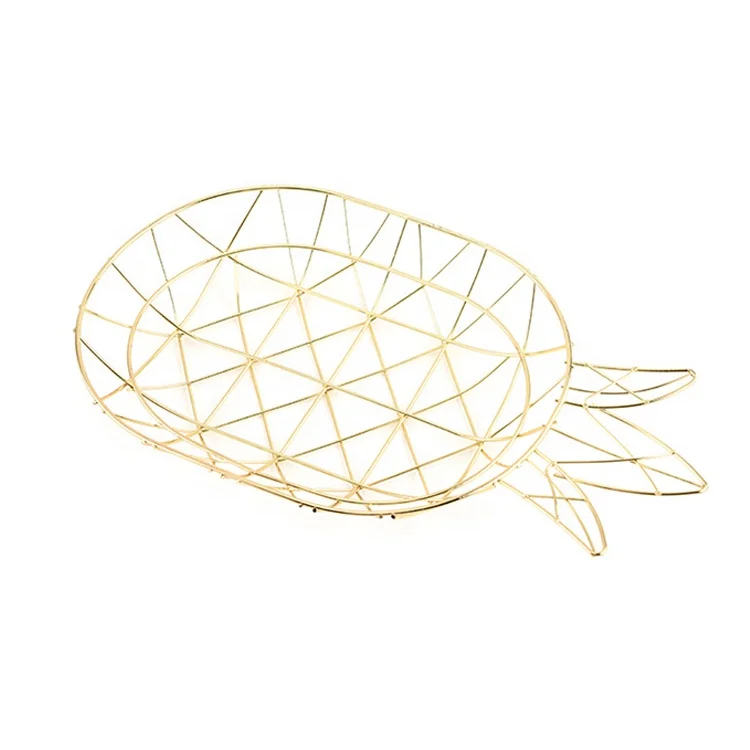 Новая декоративная корзина для фруктов домашний декор из золотистой проволоки в виде ананаса железная