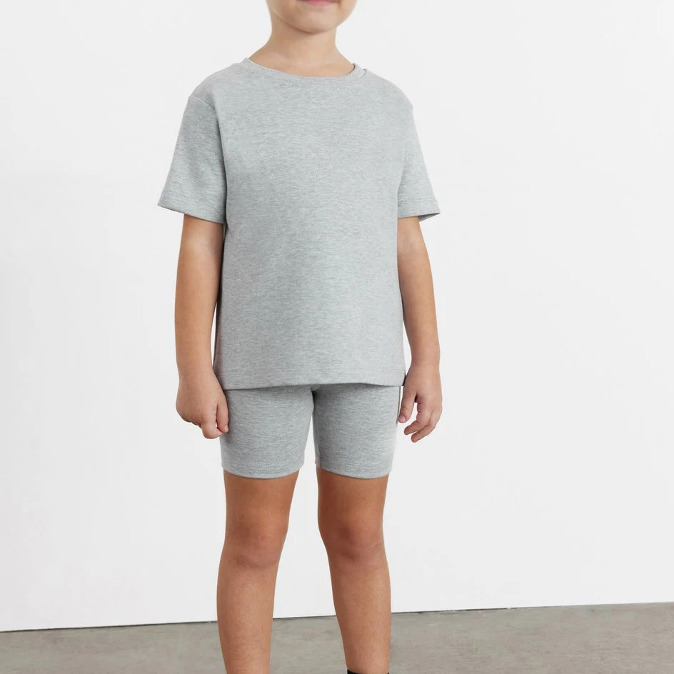 Size Biker Shorts Knitted Two Piece Baby Clothes Set Kids Regular Fit T Shirt Basic Plus Lounge Set Kid Blank Jogger Suit Street