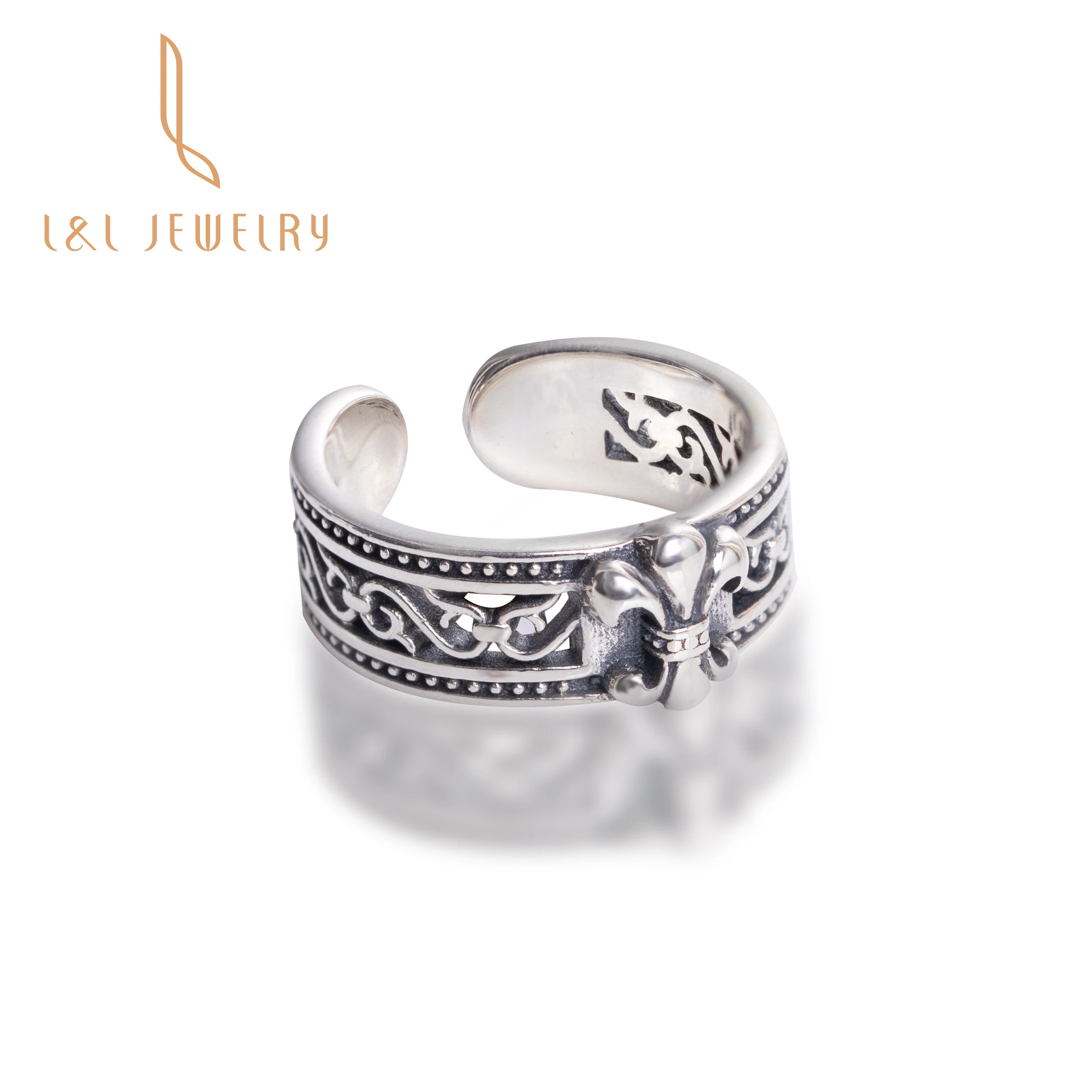 
USA the crusader S925 Sterling Silver personalized punk unisex ring finger Vintage Adjustable Ring 