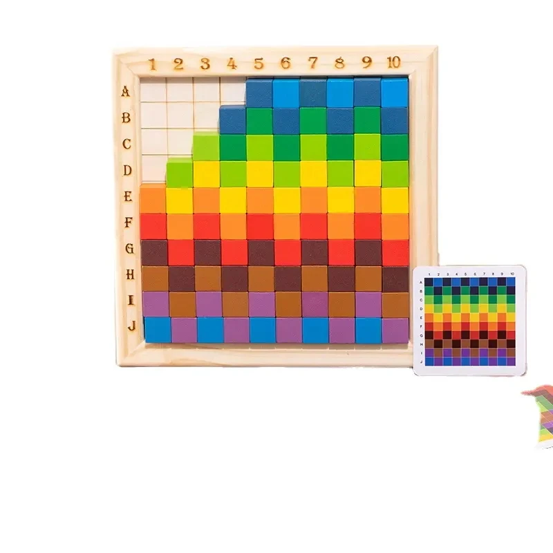 Wooden early education cognition children learning teaching aids educational toys puzzle jigsaw puzzle color cubes