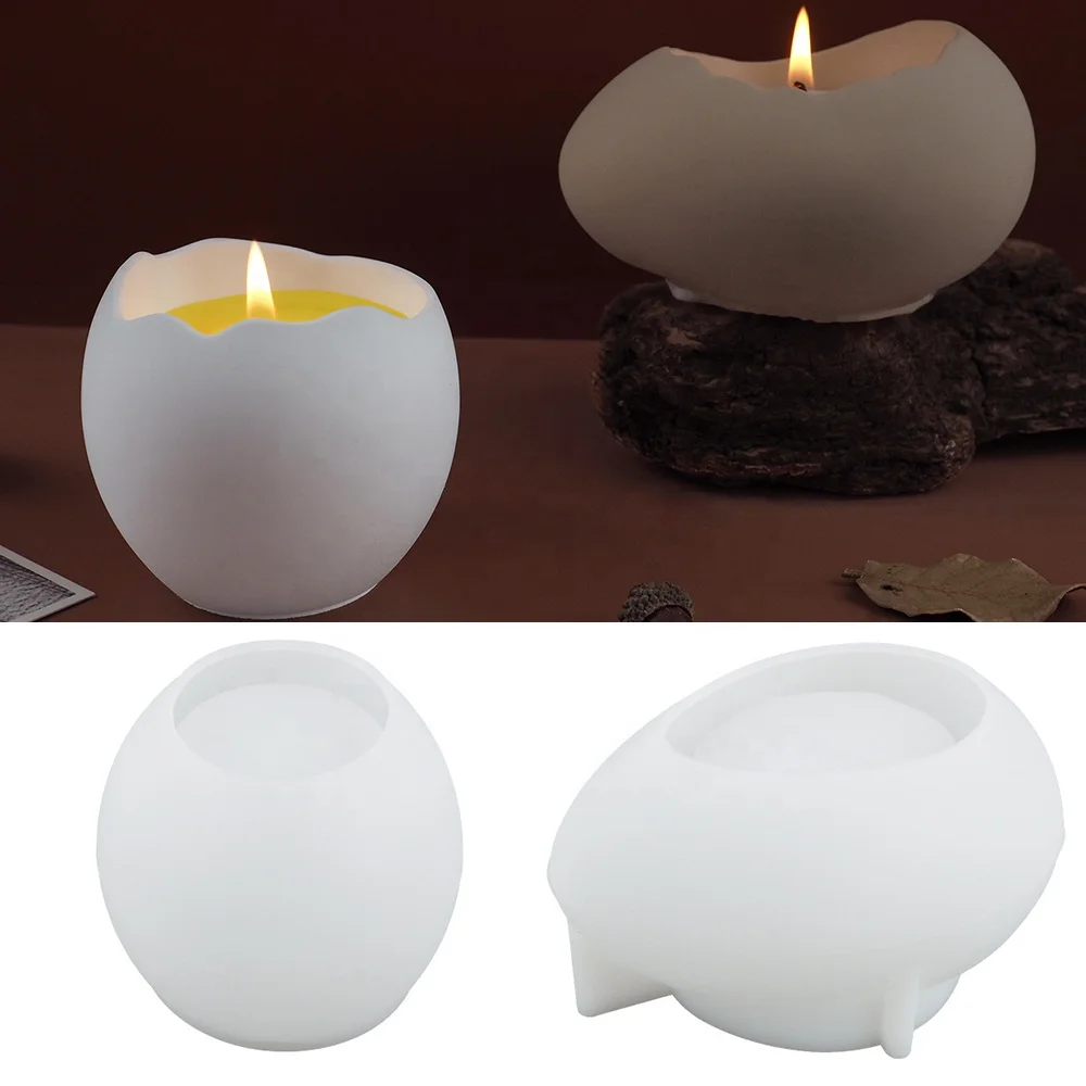 DM781 Eggshell Cement Flower Pot Mold Concrete Candle Jar Mold Silicone for Epoxy Resin Gypsum Plaster Art