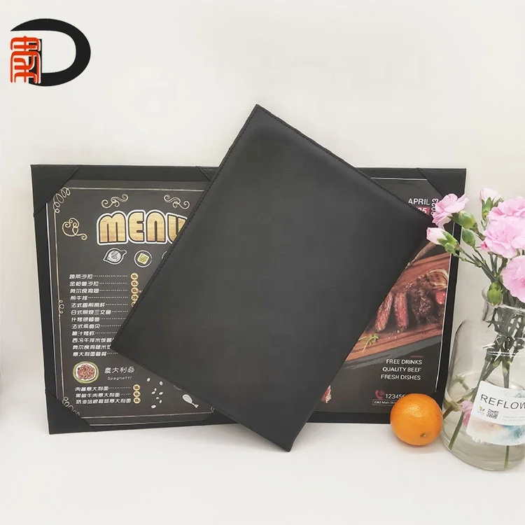 Custom PU Leather A5 A4 Menu Covers Holders Restaurant Hotel Bill Folder For Protection