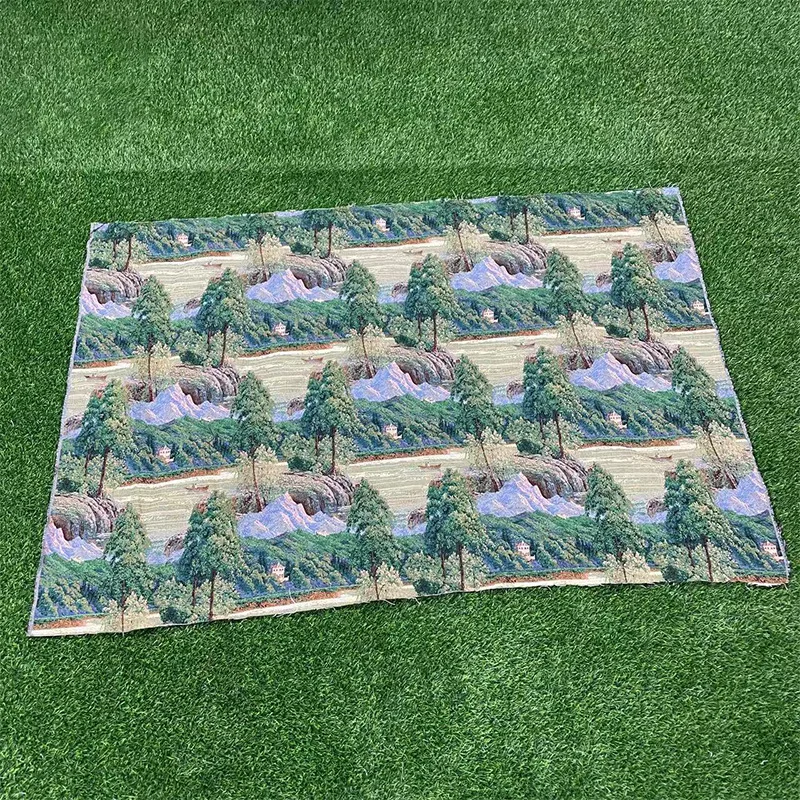 Manufacturers wholesale national wind landscape high warp dense seamless jacquard fabric for bag