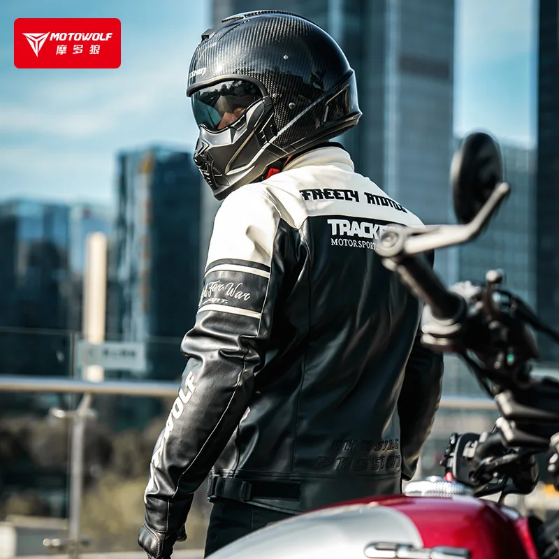 Motorcycle JM1 retro leather jacket with protector gear PU leather jacket for superbike dirt bike