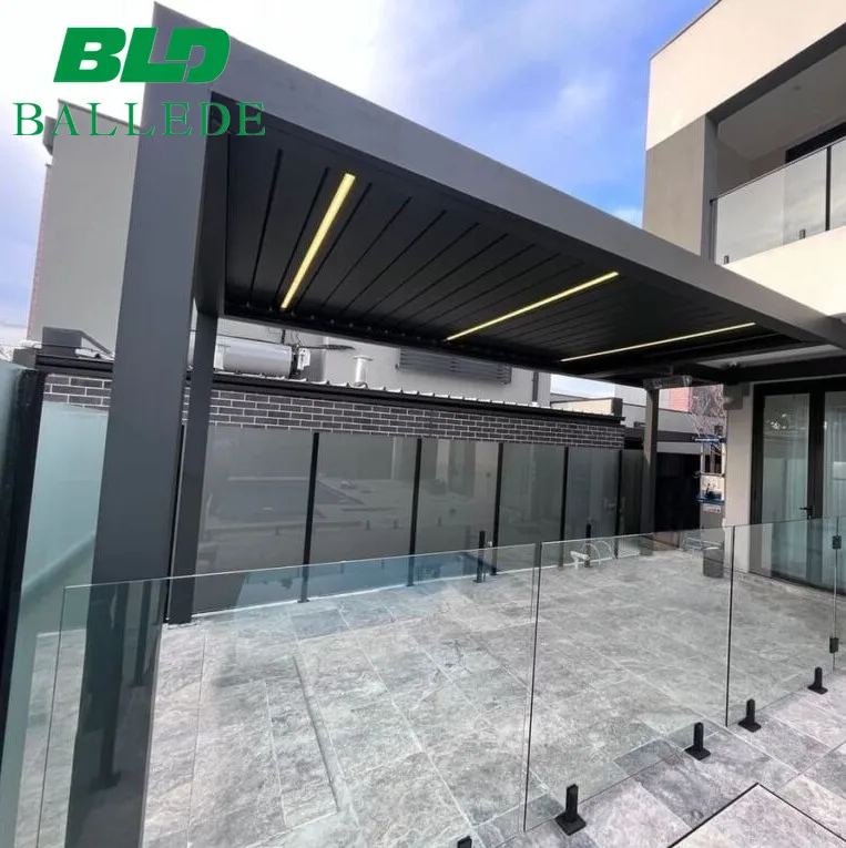 Modern Steel Outdoor Louvered Pergola with Adjustable Metal Roof for Patio Pergola