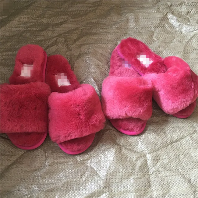 Sheepskin Designer slippers slides home slippers for women