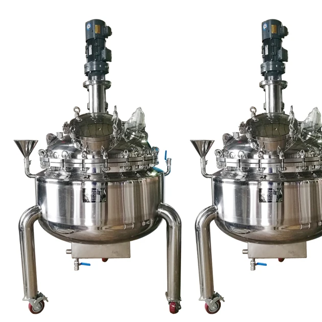 Food grade heating jacketed stainless steel beverage mixing tank with agitator