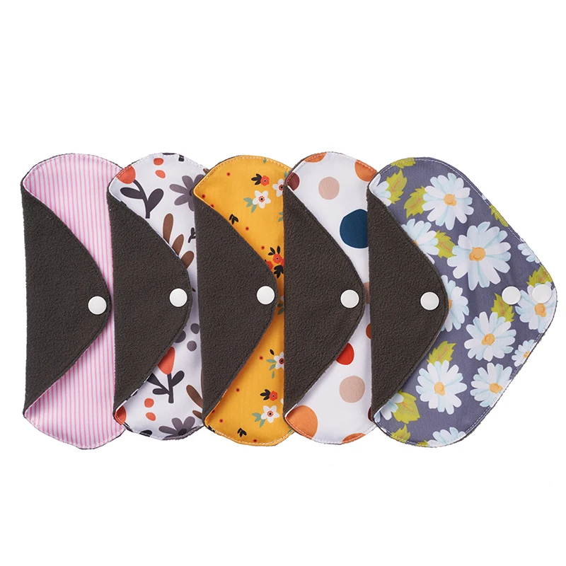 18x21cm small reusable sanitary pads towel napkin soft flow washable bamboo charcoal cloth menstrual pads for girl women day use